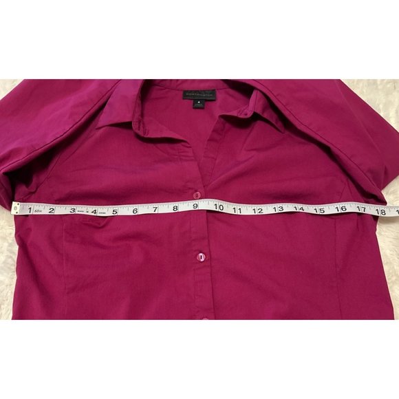 Worthington Brand V-Neck Blouse Burgundy Color Cotton Poly Blend Women's Size 4 - Picture 8 of 15